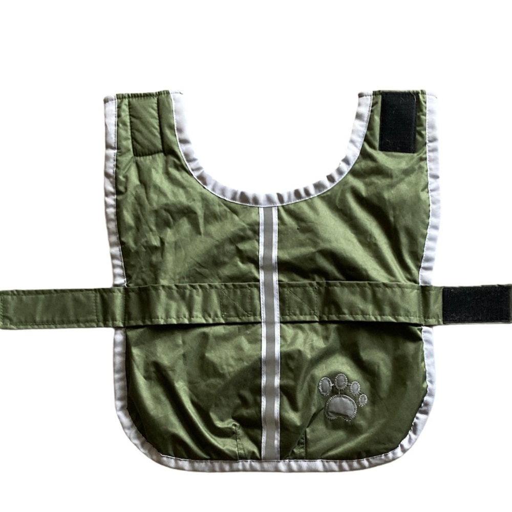 Zack & Zoey Raincoat Dog Jacket Olive Green Reverses Red Flannel Coat Small Pet